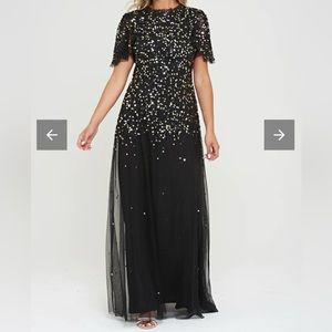 Amelia Rose Matilda Black Scatter Sequin Maci Dress, Size 6